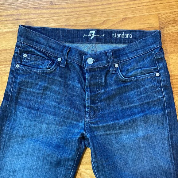 7 for All Mankind Men's 'Standard' Button-Fly Straight Jeans Med/dark, 29x 28" - Picture 7 of 14